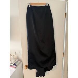 Black Satin Maxi Skirt Mermaid Hem Slip Skirt Minimalist Y2K Evening ✨